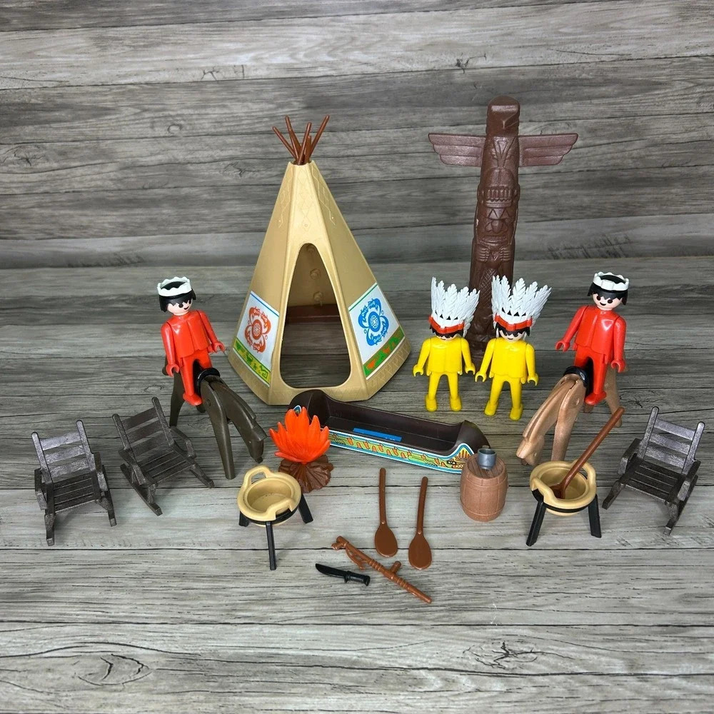 Playmobil Native American Teepee Figures Horses Canoe Accessories Vintage Geobra